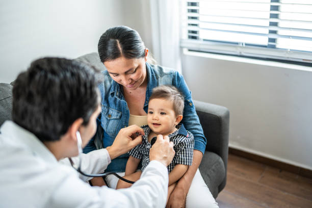 Mother and baby receiving health care